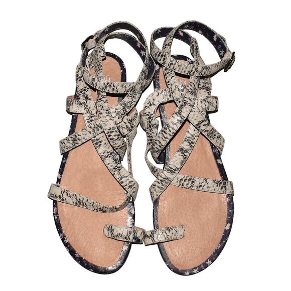 CABI $108 Athena Snake Print Leather Strap Gladiator‎ Sandal 8.5 M - Picture 1 of 4